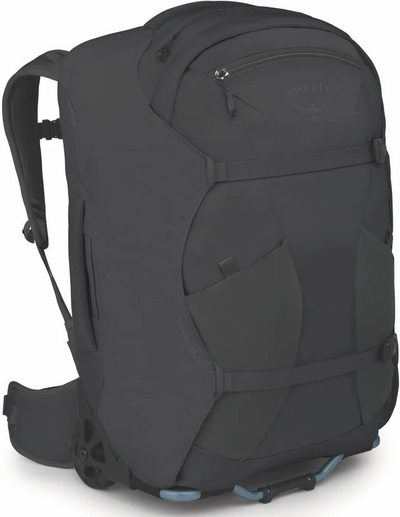 Osprey Farpoint Fairview 36L Carry-On Wheeled Travel Pack - Black shown to scale