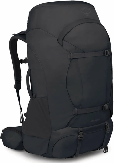 Osprey Farpoint Trek 70L Men's Travel Backpack - Black shown to scale