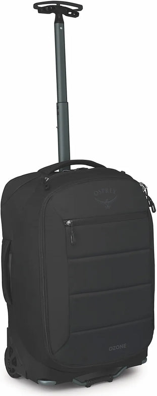 Osprey Ozone 40L 2-Wheel Carry-on Luggage - Black front view for size comparison
