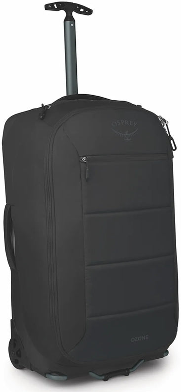 Osprey Ozone 80L 2-Wheel Luggage - Black front view for size comparison