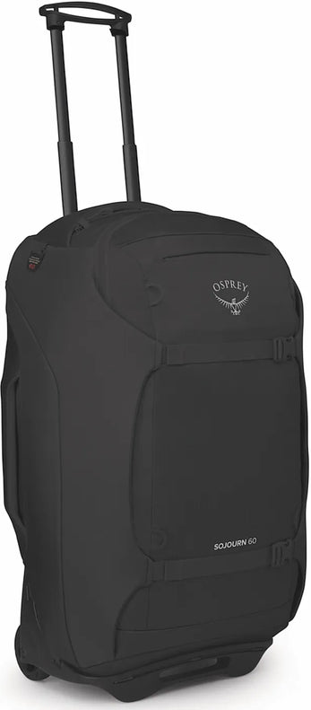 Osprey Sojourn 60L Wheeled Travel Pack - Black front view for size comparison