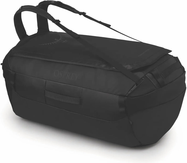 Osprey Transporter 120L Duffel Bag with Backpack Straps - Raven Black front view for size comparison