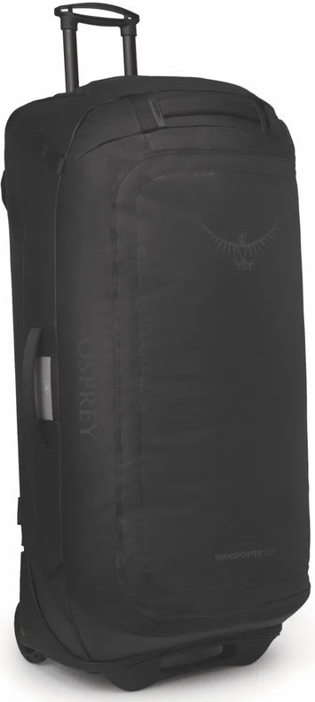 Osprey Transporter 120L wheeled Duffel Bag - Raven Black front view for size comparison