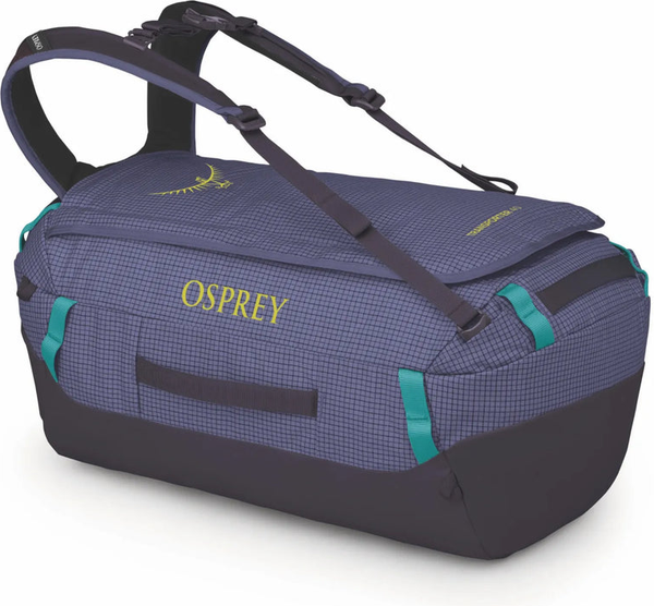 Osprey Transporter 40L Duffel Bag - Euphoria Purple front view for size comparison