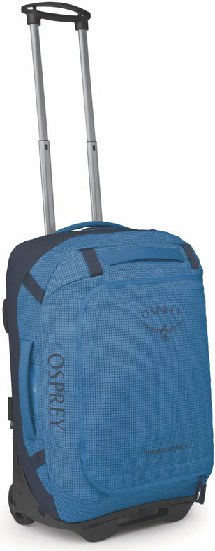 Osprey Transporter 40L wheeled Duffel Bag - Blue Flame shown to scale