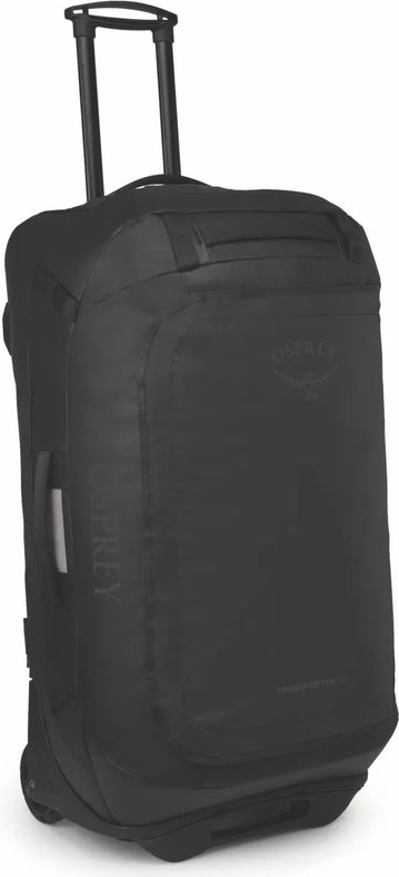 Osprey Transporter 90L wheeled Duffel Bag - Raven Black front view for size comparison