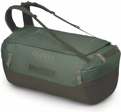 Osprey Transporter 95L Duffel Bag with Backpack Straps - Pine Leaf shown to scale