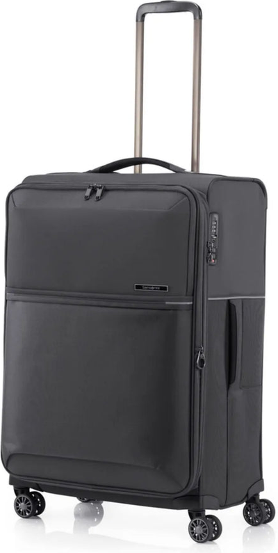 Samsonite 73 Hours 71 cm 4 Wheel Expandable Suitcase - Black front view for size comparison