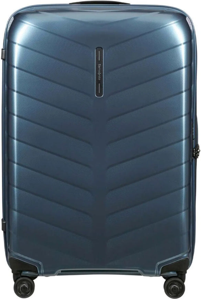 Samsonite Attrix 75 cm Spinner Suitcase - Steel Blue shown to scale