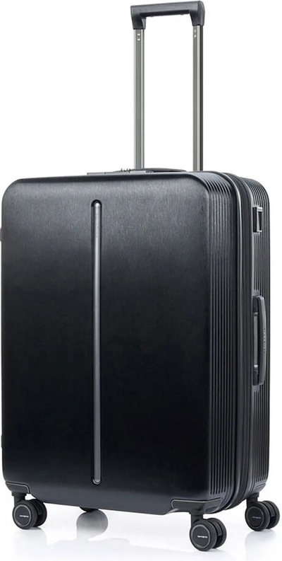 Samsonite Beamix 71 cm Expandable Spinner Suitcase - Black front view for size comparison