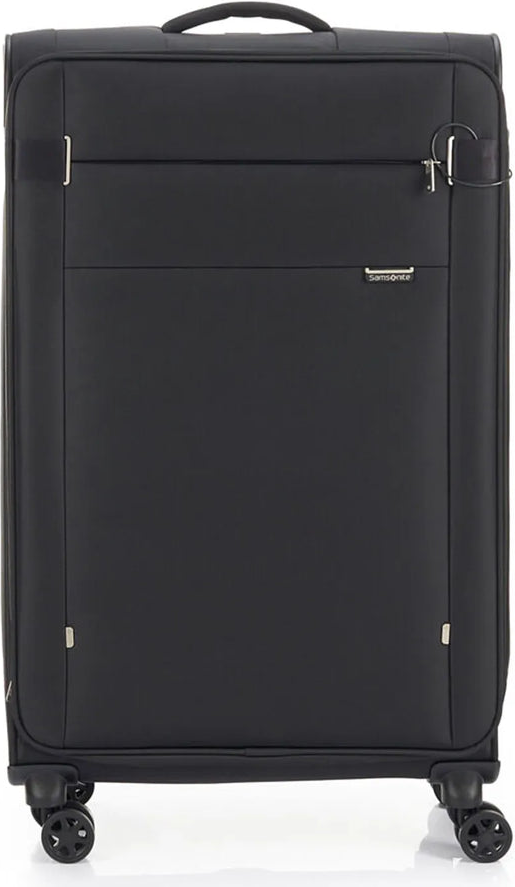 Samsonite City Rhythm 78 cm Expandable 4 Wheel Spinner Suitcase - Black front view for size comparison