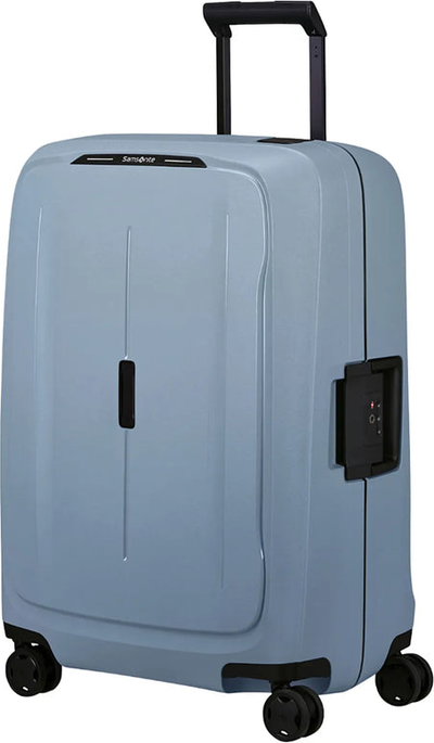 Samsonite Essens 69 cm Spinner Suitcase - Fog Blue front view for size comparison