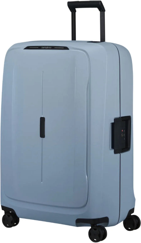 Samsonite Essens 75 cm Spinner Suitcase - Fog Blue front view for size comparison
