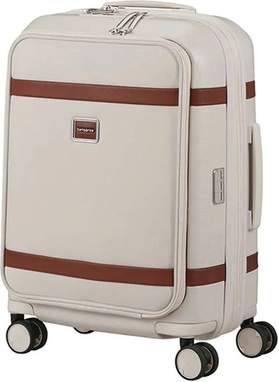 Samsonite Image 55 cm Easy Access Expandable Carry-on Suitcase - Ivory shown to scale