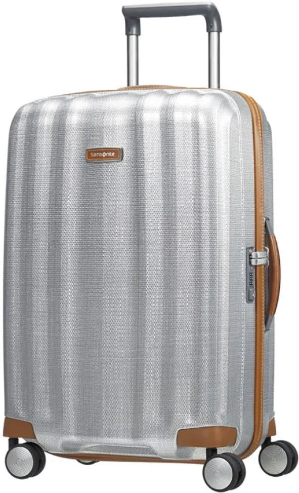 Samsonite Lite-Cube DLX 68 cm 4 Wheeled Spinner Suitcase - Aluminium Colour front view for size comparison