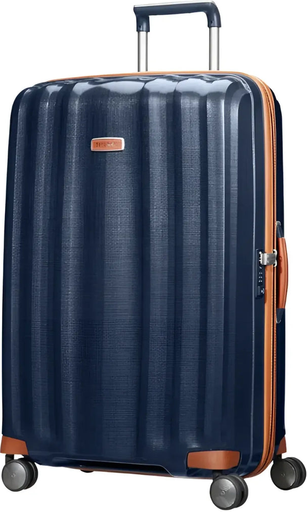 Samsonite Lite-Cube DLX Deluxe 82 cm 4 Wheeled Suitcase - Midnight Blue front view for size comparison