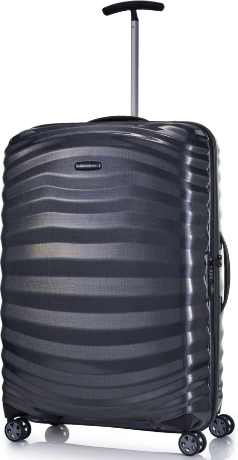 Samsonite Lite-Shock Sport 75 cm 4 Wheel Spinner Suitcase - Black front view for size comparison