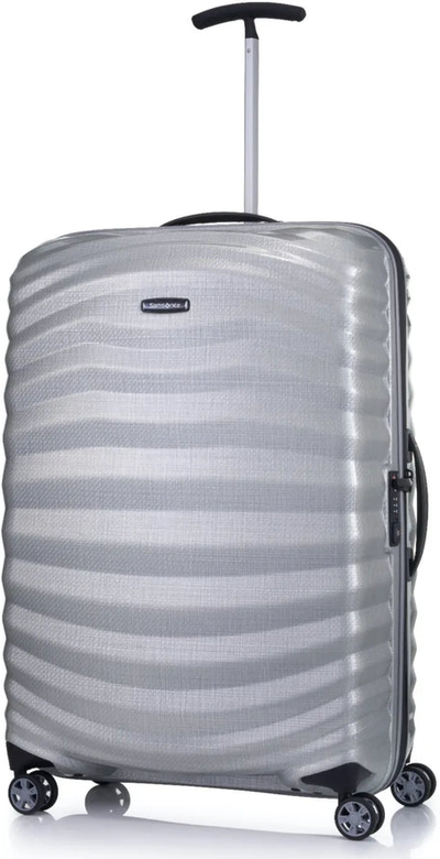 Samsonite Lite-Shock Sport 75 cm 4 Wheel Spinner Suitcase - Silver shown to scale