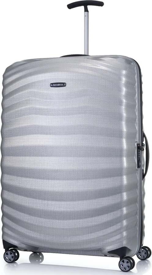Samsonite Lite-Shock Sport 81 cm 4 Wheel Spinner Suitcase - Silver front view for size comparison