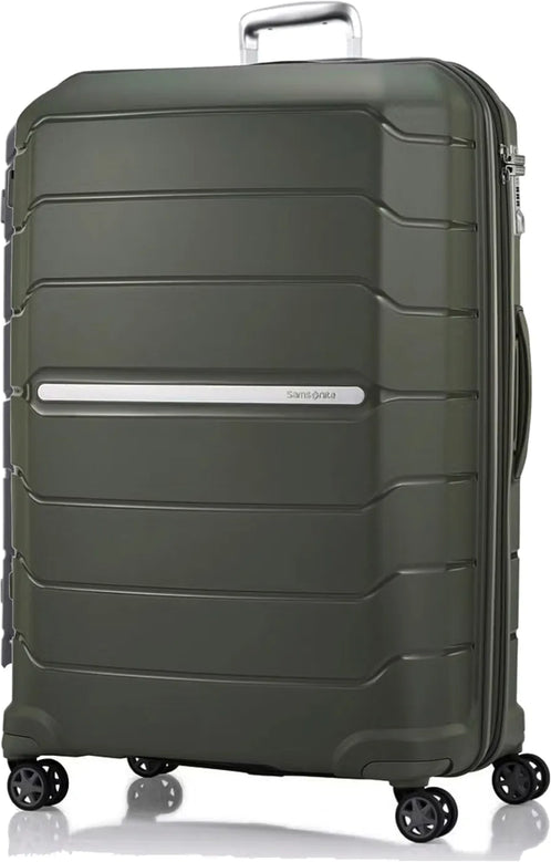 Samsonite Oc2Lite 81 cm 4-Wheel Expandable Spinner Suitcase - Olive Green front view for size comparison