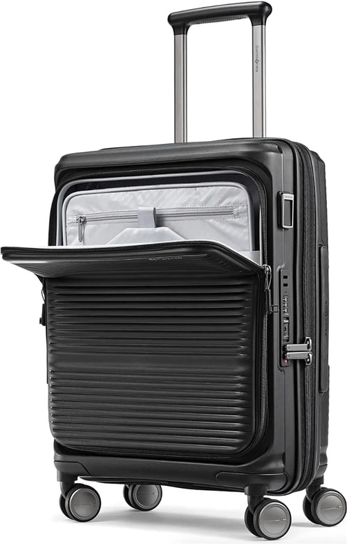 Samsonite Paralux 55 cm Expandable Carry-on Suitcase - Black front view for size comparison