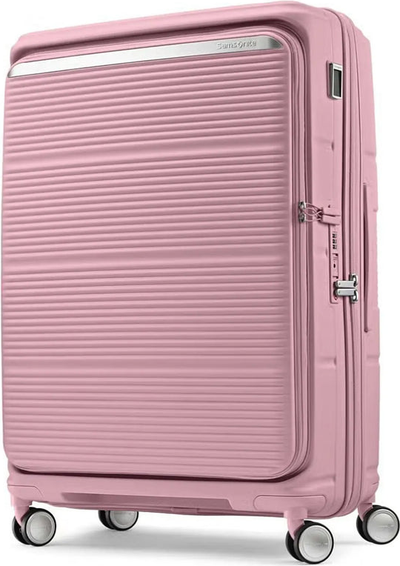 Samsonite Paralux 75 cm Expandable Front Opening Suitcase - Dusty Pink front view for size comparison