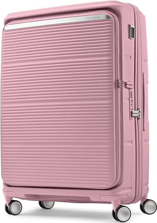 Samsonite Paralux 75 cm Expandable Front Opening Suitcase - Dusty Pink front view for size comparison