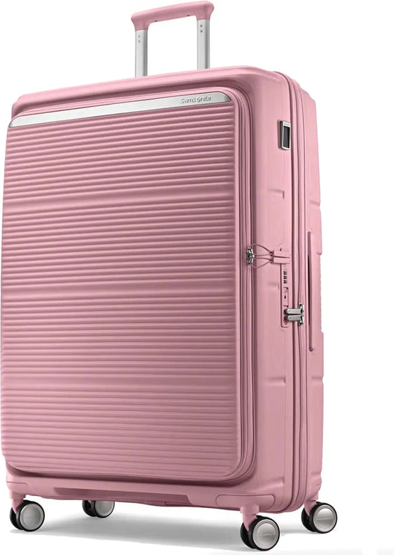 Samsonite Paralux 81 cm Expandable Front Opening Suitcase - Dusty Pink front view for size comparison