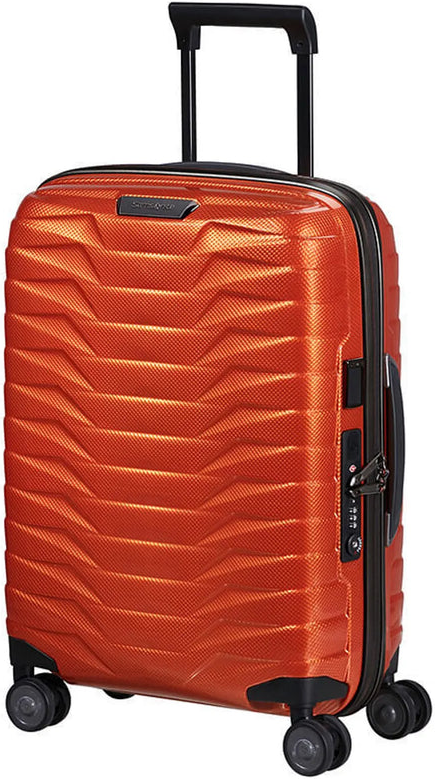 Samsonite Proxis 55cm Expandable 4 Wheel Cabin Spinner Suitcase - Flame front view for size comparison