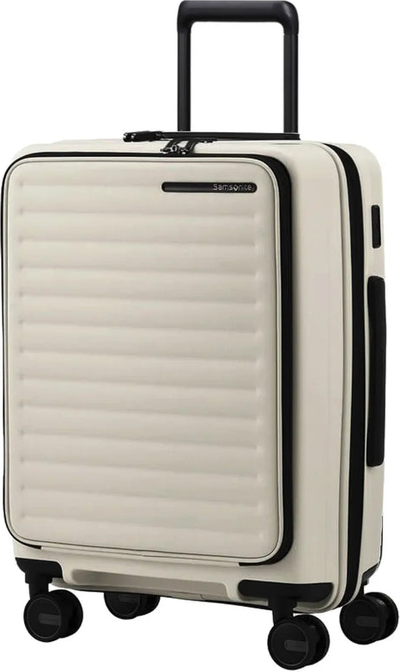 Samsonite Restackd 55 cm Expandable Easy Access Cabin Suitcase - Quartz shown to scale