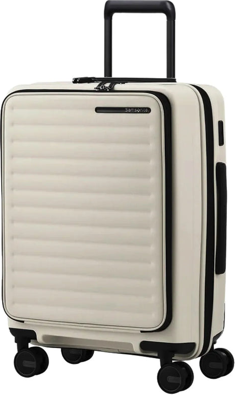 Samsonite Restackd 55 cm Expandable Easy Access Cabin Suitcase - Quartz front view for size comparison
