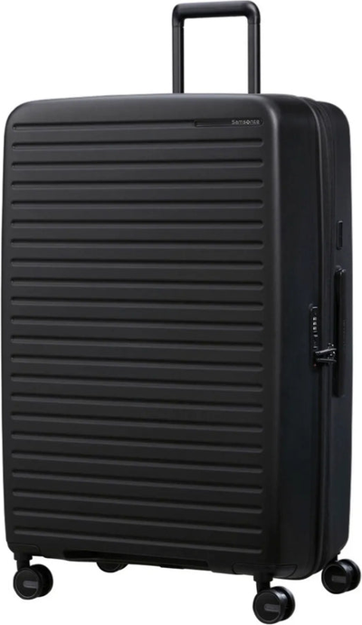 Samsonite Restackd 81 cm Expandable Suitcase - Black front view for size comparison