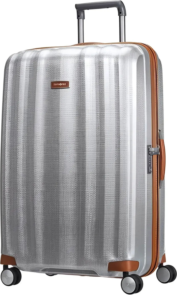 Samsonite Suitcase Lite-Cube DLX Deluxe : 82 cm 4 Wheeled Spinner - Aluminium Colour front view for size comparison