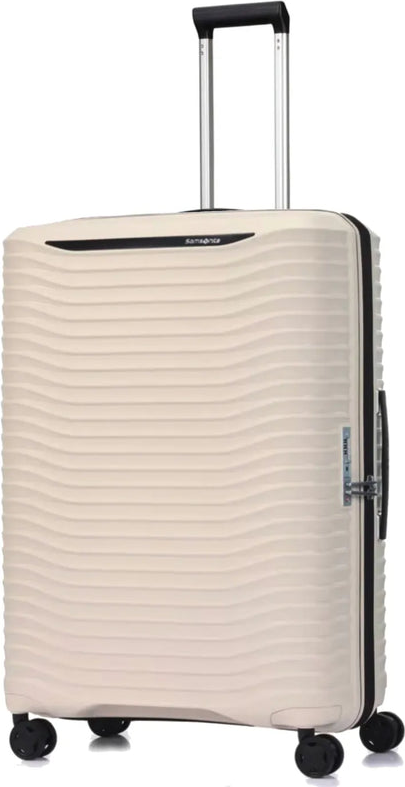Samsonite Upscape 75 cm Expandable 4 Wheel Spinner Suitcase - Pearl Lilac front view for size comparison
