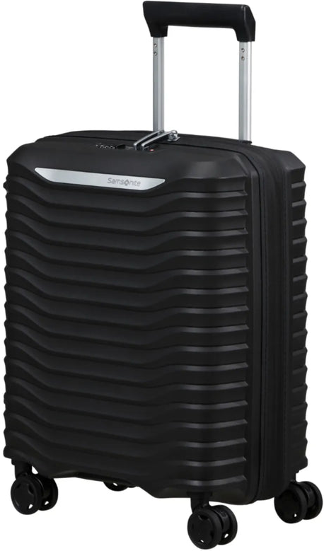 Samsonite Upscape Underseater 45 cm Expandable Cabin Suitcase - Black front view for size comparison