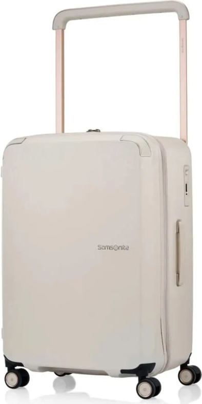 Samsonite Zenpod 75 cm Spinner Trunk Suitcase - Ivory front view for size comparison