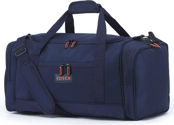 Tosca 53 cm Sports Duffle Bag - Navy / Orange front view for size comparison