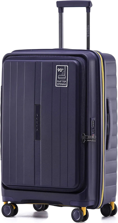 Tosca Cruiser 67 cm Front Opening 4-Wheel Expandable Suitcase - Purple / Yellow front view for size comparison