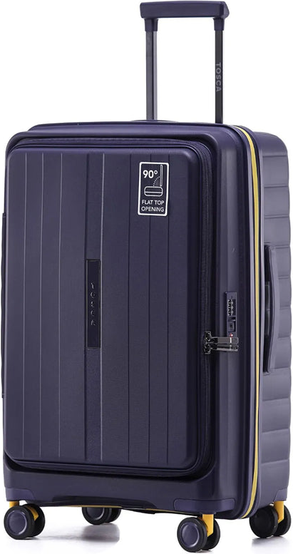 Tosca Cruiser 67 cm Front Opening 4-Wheel Expandable Suitcase - Purple / Yellow front view for size comparison