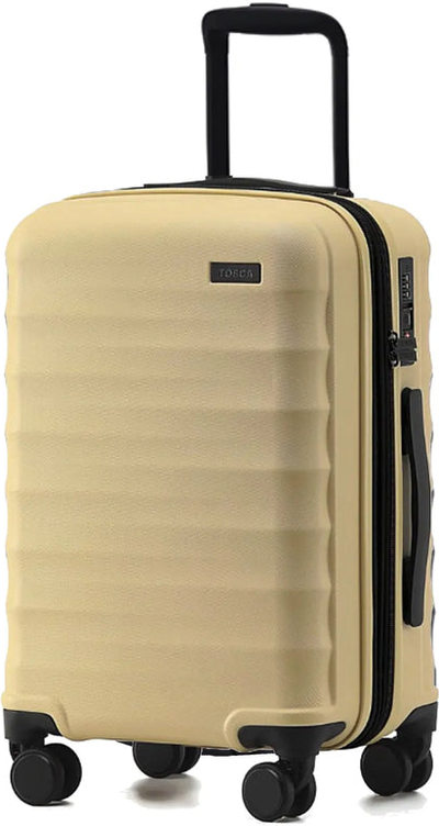 Tosca Interstellar 2.0 - 53 cm 4-Wheel Expandable Carry On Suitcase - Yellow shown to scale