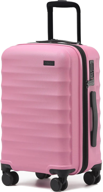 Tosca Interstellar 2.0 - 53 cm 4-Wheel Expandable Carry On Suitcase - Fuchsia front view for size comparison