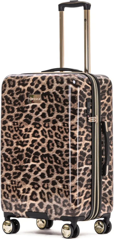 Tosca Leopard 65 cm 4-Wheel Expandable Spinner Suitcase front view for size comparison