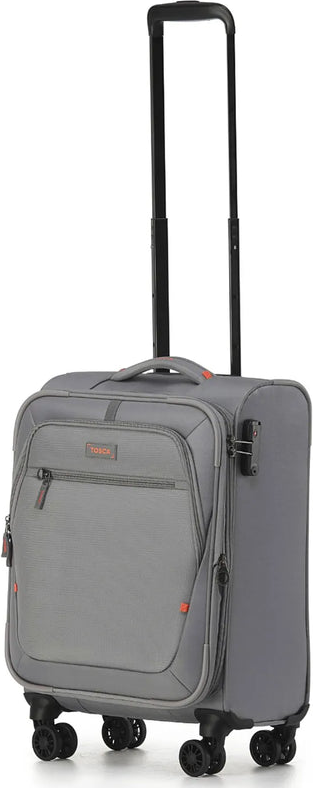 Tosca Luna-Lite 52 cm 4-Wheel Expandable Carry-on Suitcase - Grey / Orange front view for size comparison