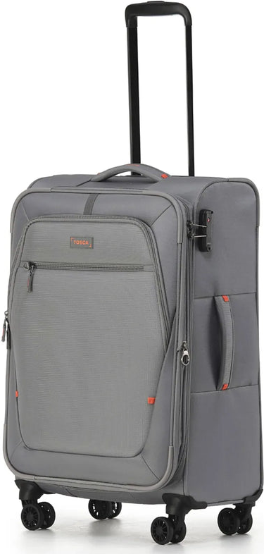 Tosca Luna-Lite 65 cm 4-Wheel Expandable Suitcase - Grey / Orange front view for size comparison