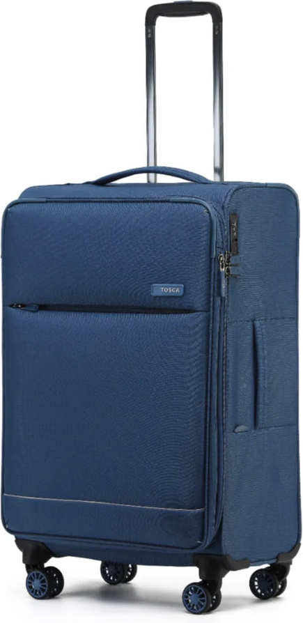 Tosca So Lite 67 cm 4-Wheel Expandable Suitcase - Blue front view for size comparison