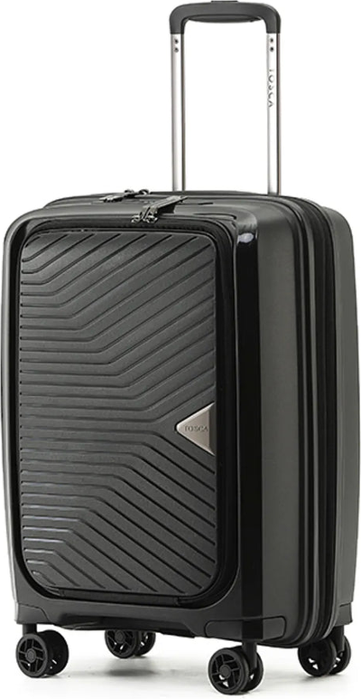 Tosca Space-X 55 cm Expandable Laptop Carry On Suitcase - Black front view for size comparison