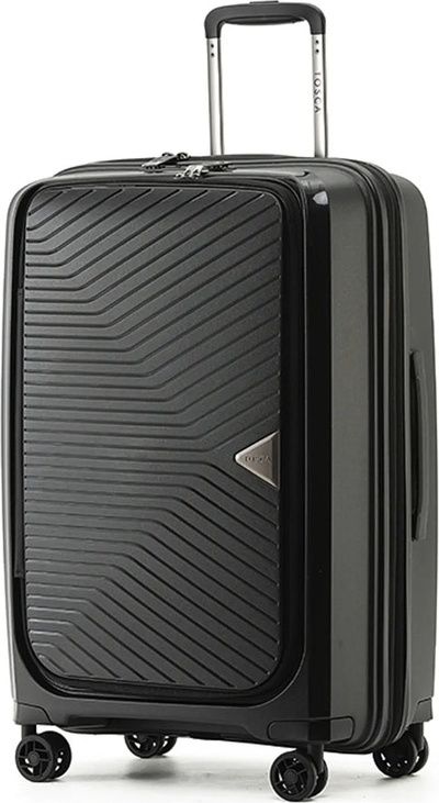 Tosca Space-X 66 cm 4-Wheel Expandable Suitcase - Black shown to scale