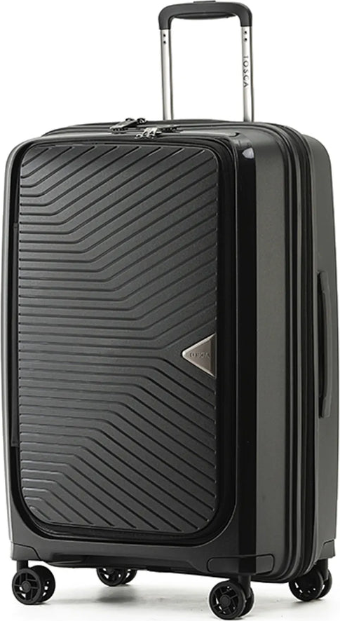 Tosca Space-X 66 cm 4-Wheel Expandable Suitcase - Black front view for size comparison