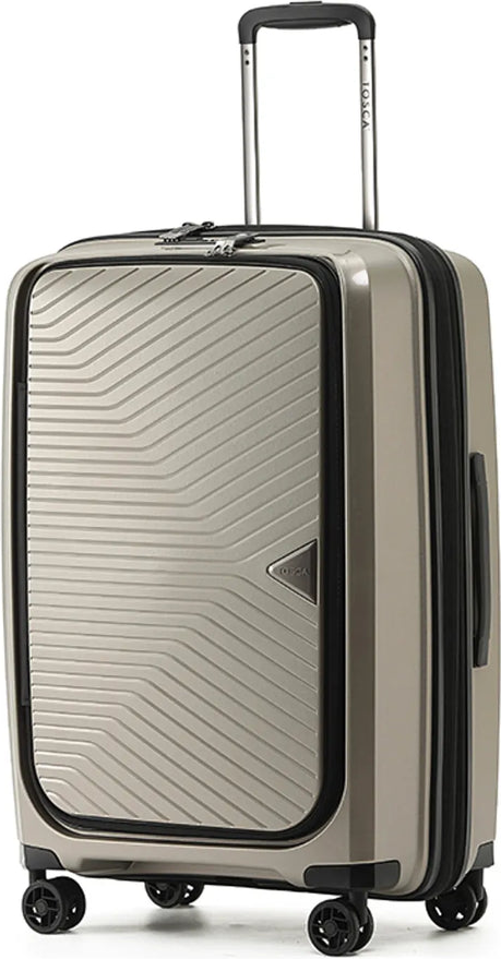 Tosca Space-X 66 cm 4-Wheel Expandable Suitcase - Champagne front view for size comparison