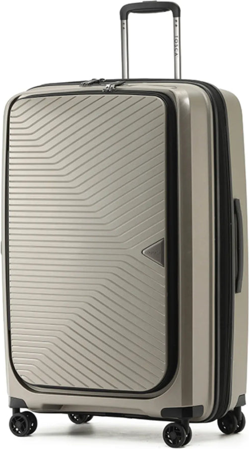 Tosca Space-X 76 cm 4-Wheel Expandable Suitcase - Champagne front view for size comparison